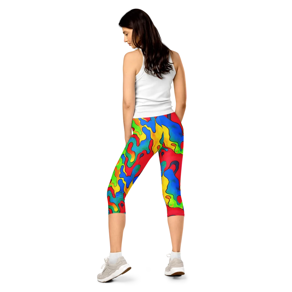 Splash of Joy on Capri Leggings — Back