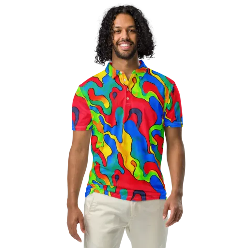 Splash of Joy on a Men's Slim Fit Polo Shirt
