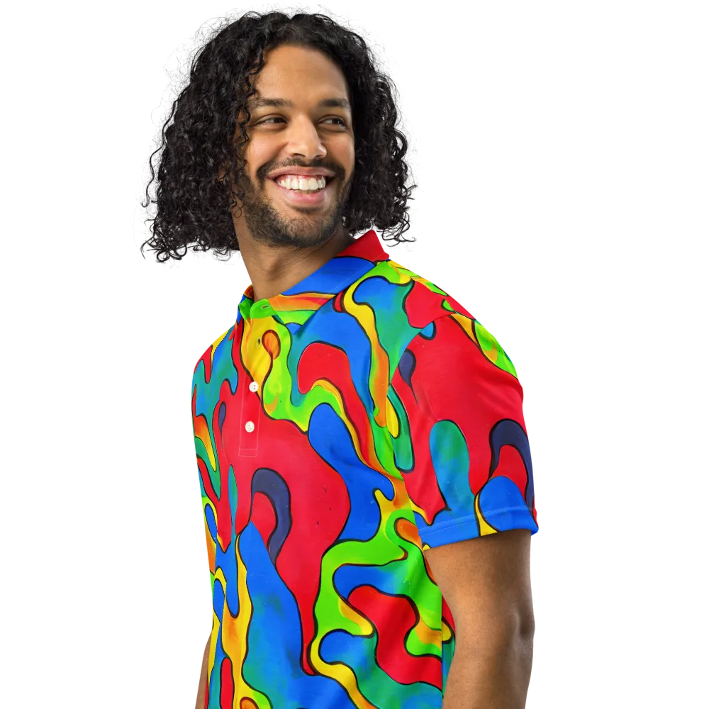 Splash of Joy on Men's Slim Fit Polo Shirt — Left Front