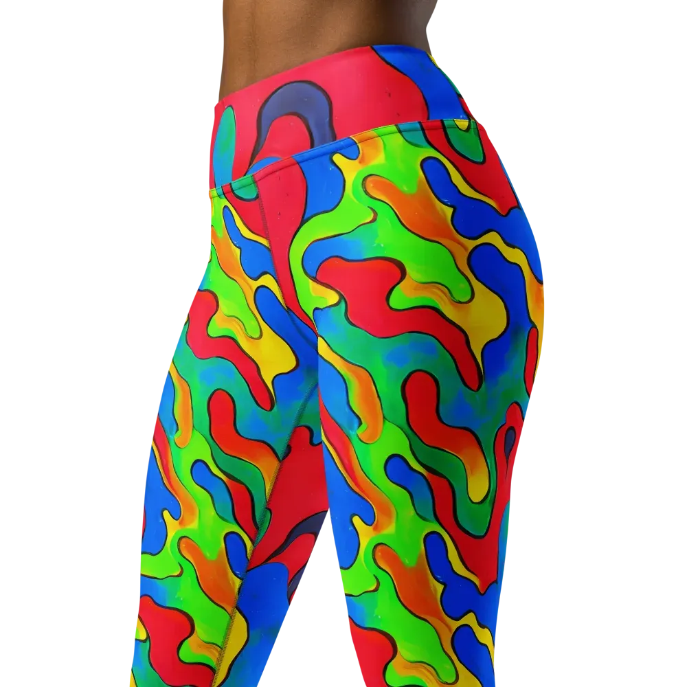 Splash of Joy on Yoga Leggings — Left Front