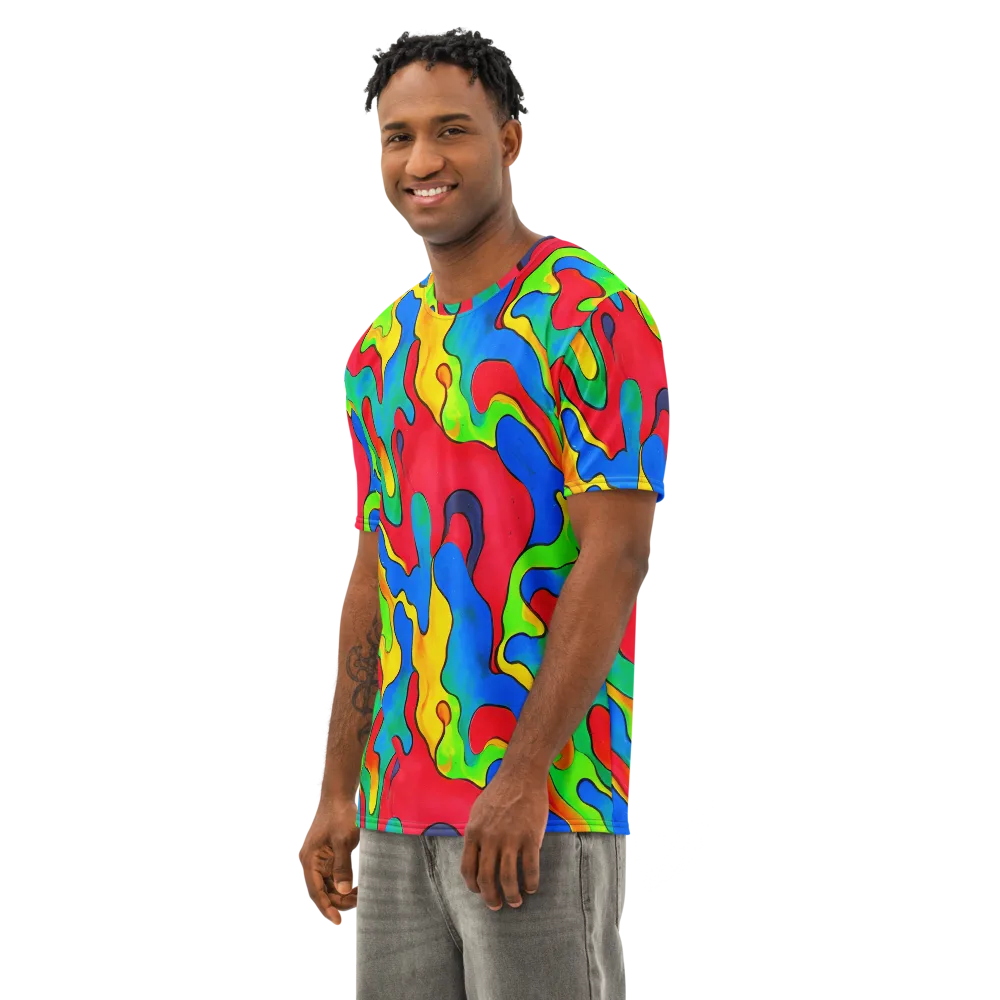 Splash of Joy on Men's Cotton Crew Neck T-Shirt — Left Front