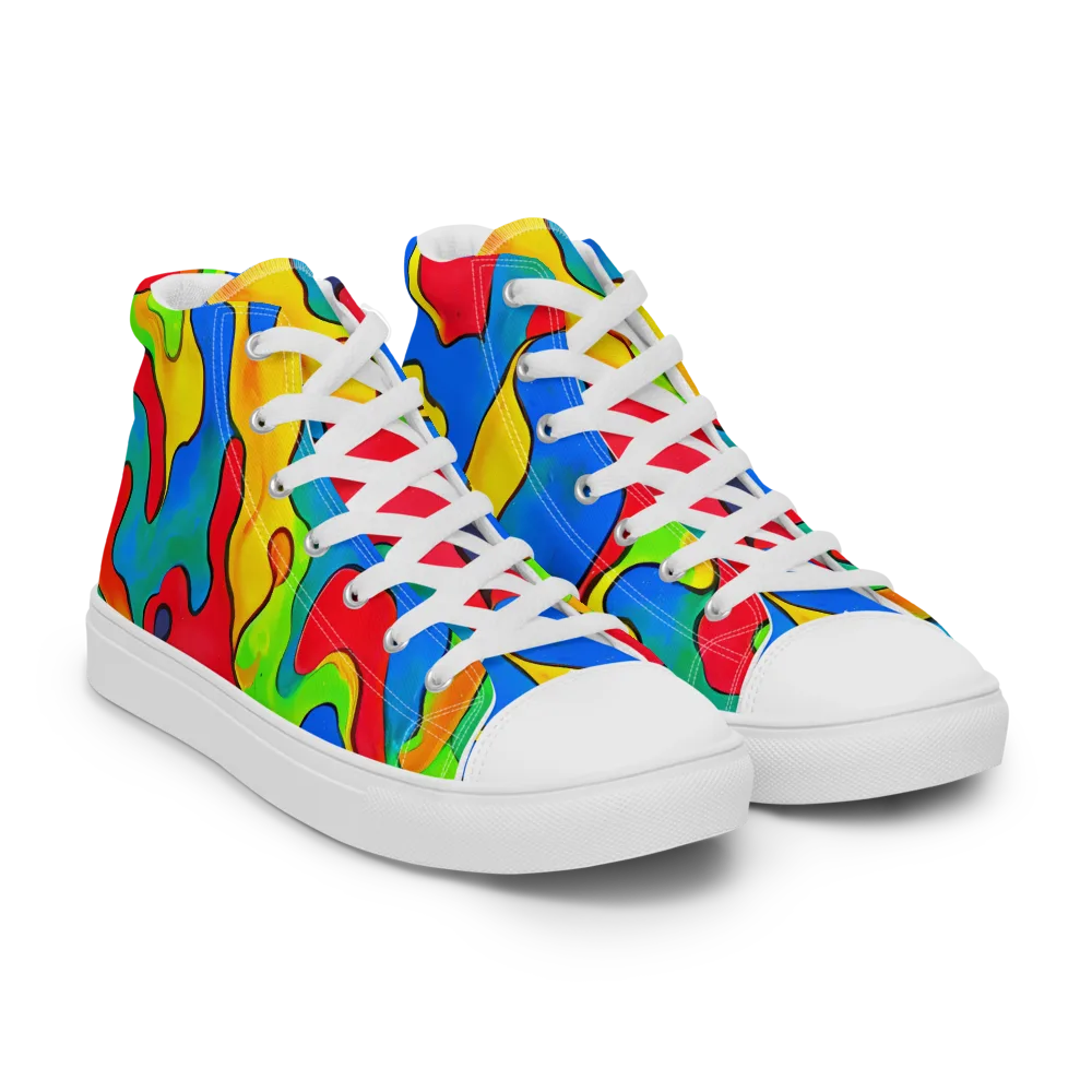 Splash of Joy on Men's High Top Canvas Shoes — Right Front