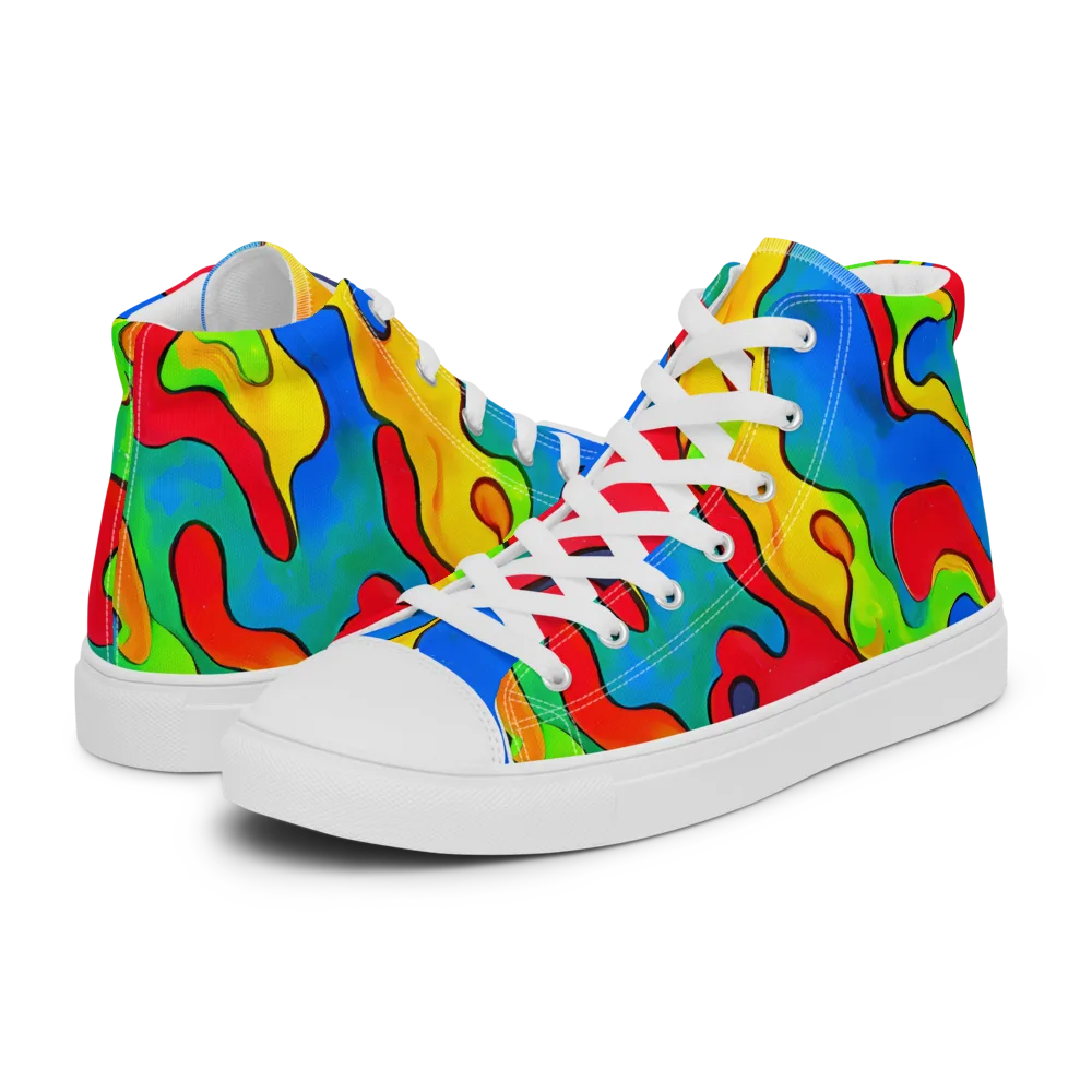 Splash of Joy on Men's High Top Canvas Shoes — Left