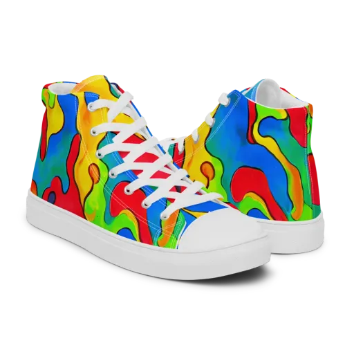 Splash of Joy on a Men's High Top Canvas Shoes
