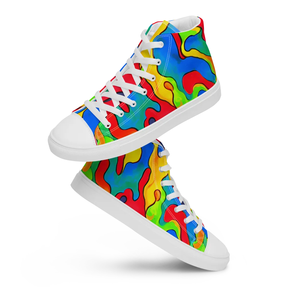 Splash of Joy on Men's High Top Canvas Shoes — Front