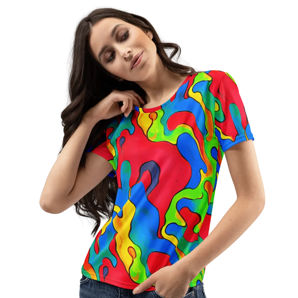 Splash of Joy on Women's Crew Neck T-Shirt — Left Front