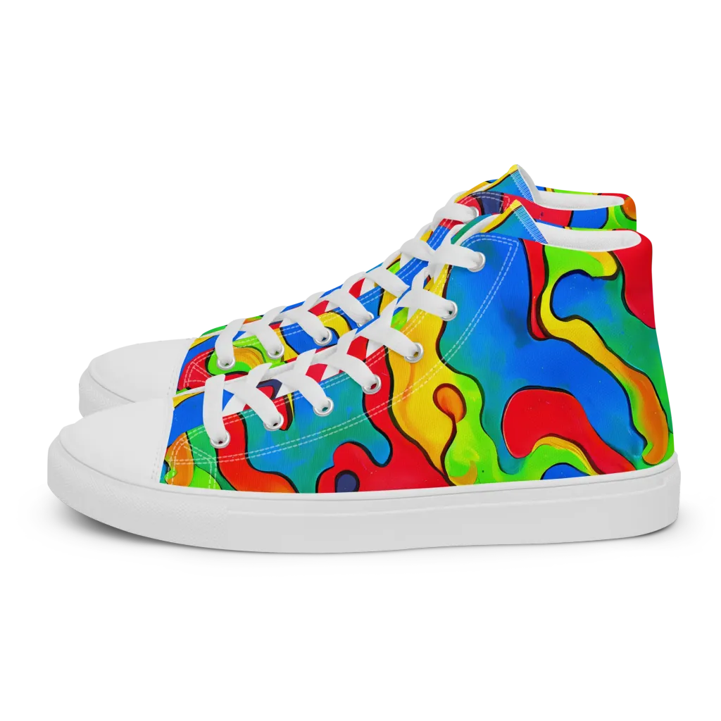 Splash of Joy on Women's High Top Canvas Shoes — Left