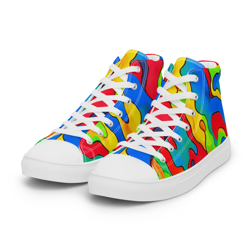 Splash of Joy on Women's High Top Canvas Shoes — Left Front