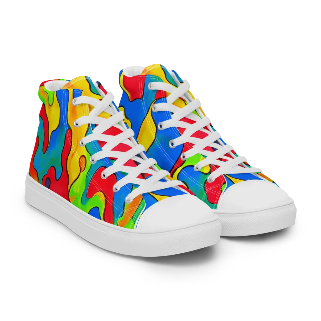 Splash of Joy on Women's High Top Canvas Shoes — Right Front