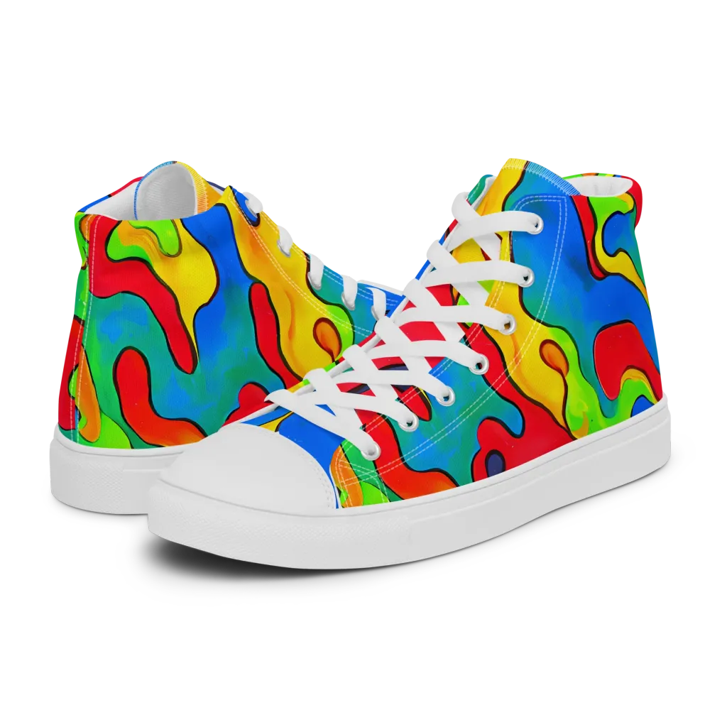 Splash of Joy on Women's High Top Canvas Shoes — Left
