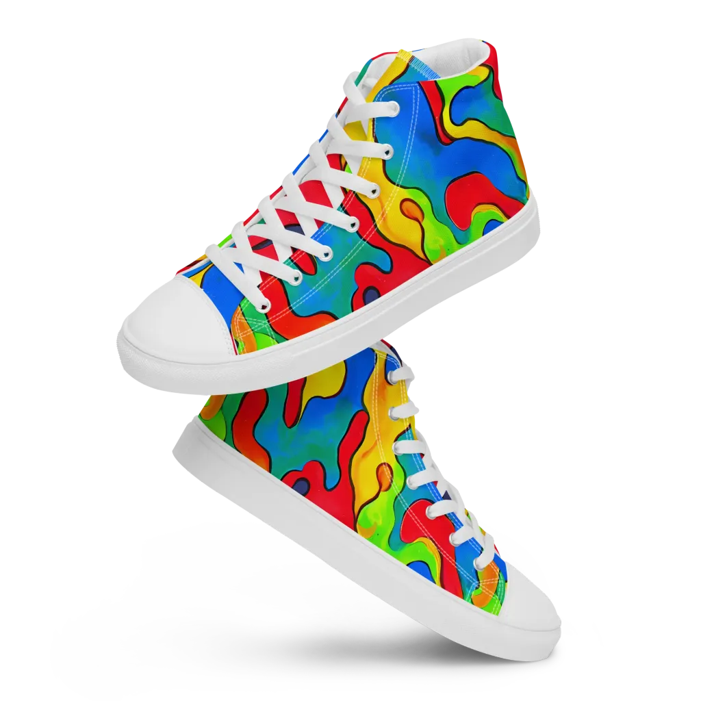 Splash of Joy on Women's High Top Canvas Shoes — Front