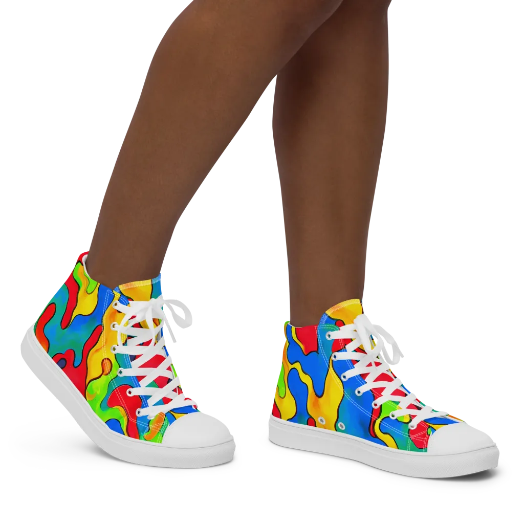 Splash of Joy on Women's High Top Canvas Shoes — Right