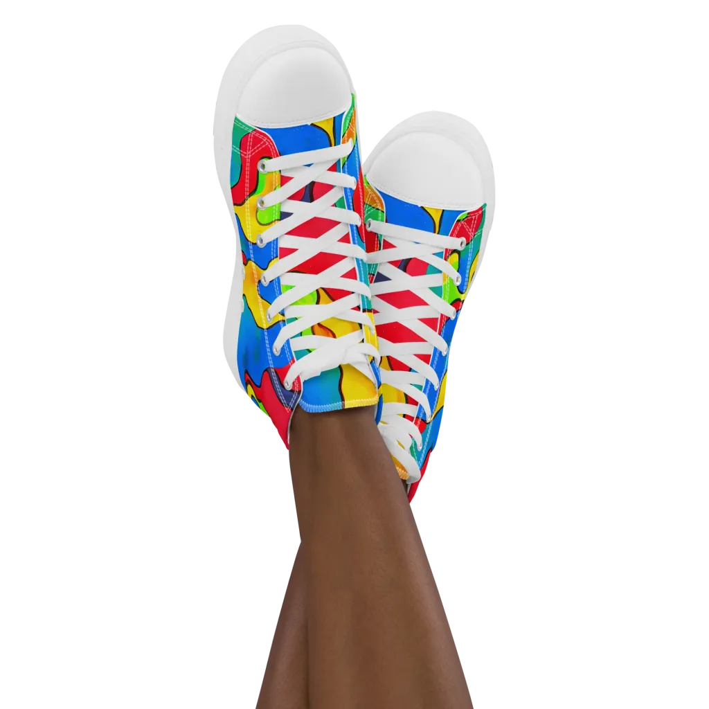 Splash of Joy on Women's High Top Canvas Shoes — Front
