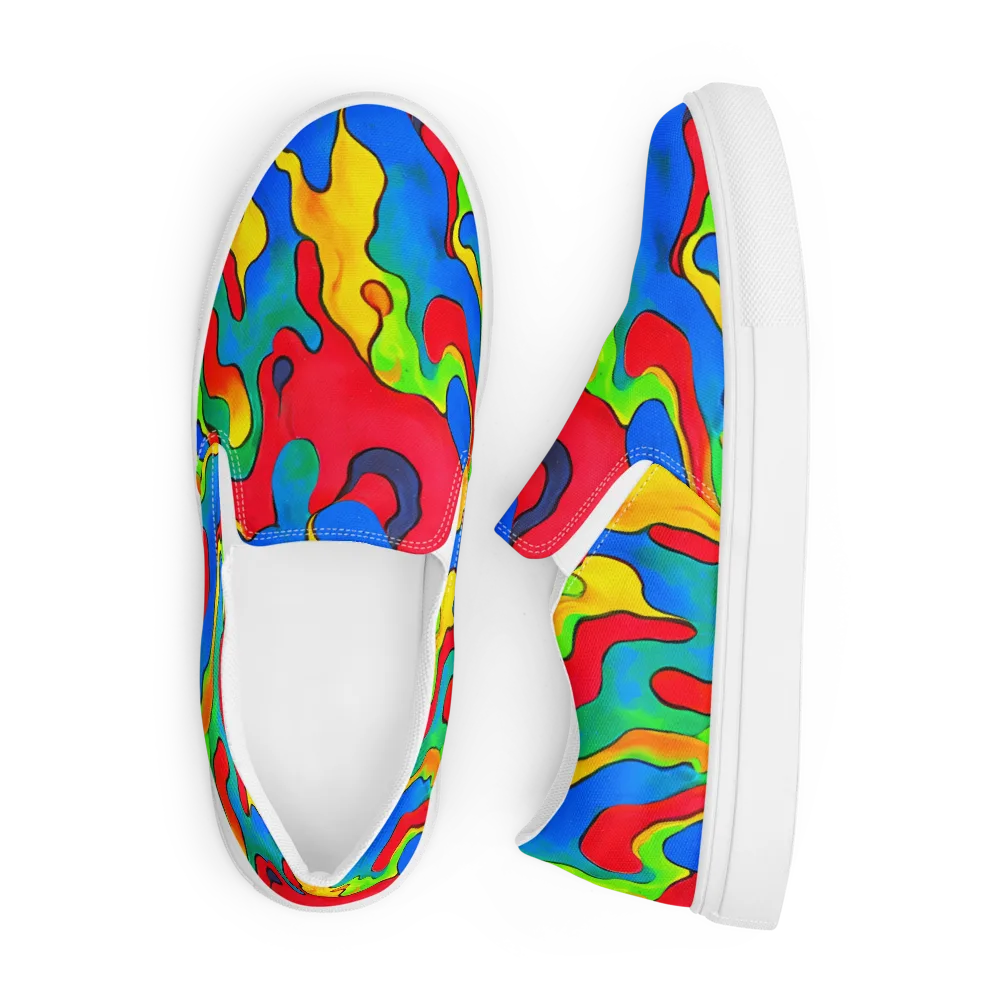 Splash of Joy on Men's Slip-On Canvas Shoes — Front
