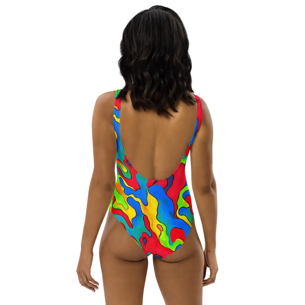 Splash of Joy on One-Piece Swimsuit — Back