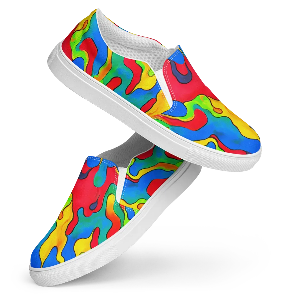 Splash of Joy on Women's Slip-On Canvas Shoes — Front