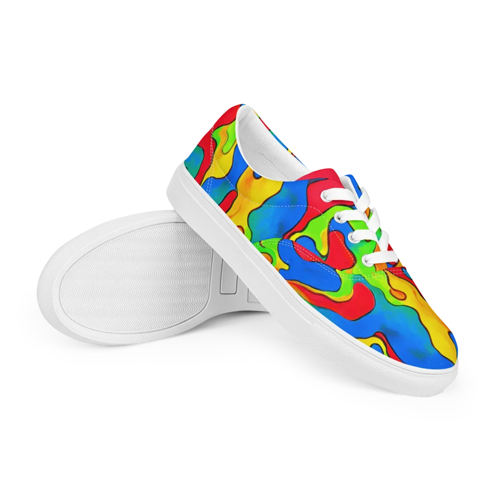 Splash of Joy on Men's Lace-Up Canvas Shoes — Right Front