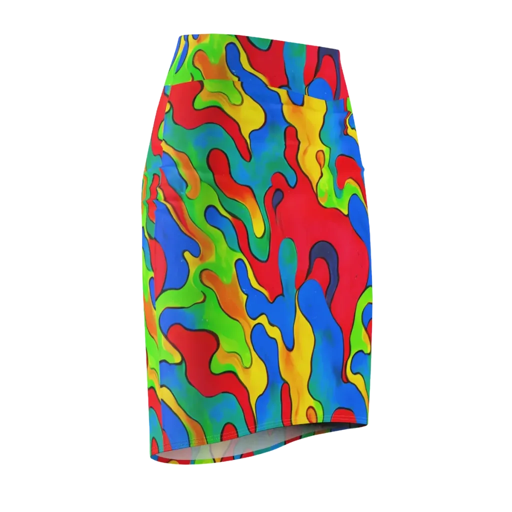 Splash of Joy on Pencil Skirt — Front Side