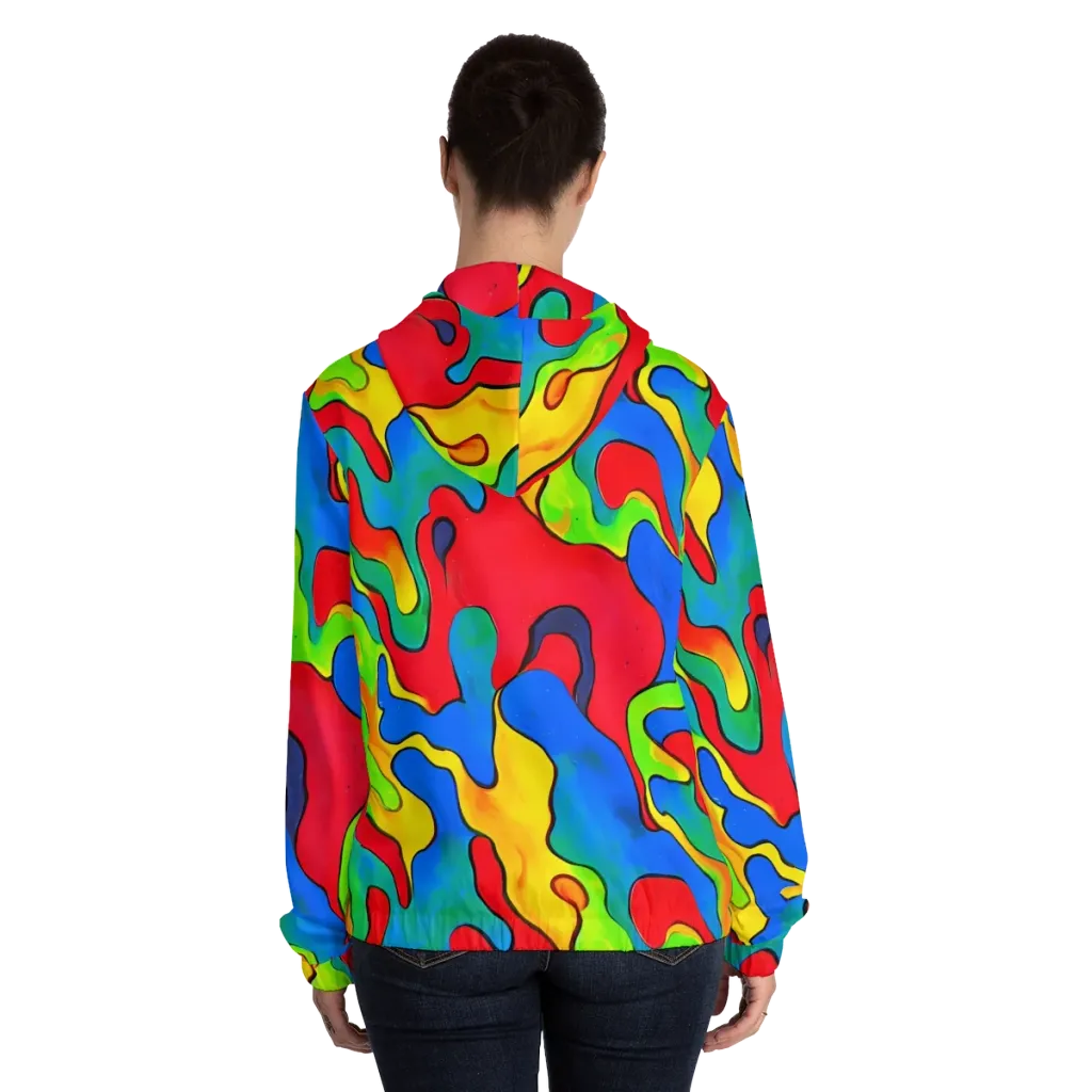 Splash of Joy on Women's Full-Zip Hoodie — Back On Person