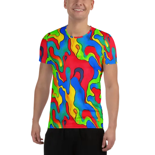 Splash of Joy on a Men's Athletic T-Shirt