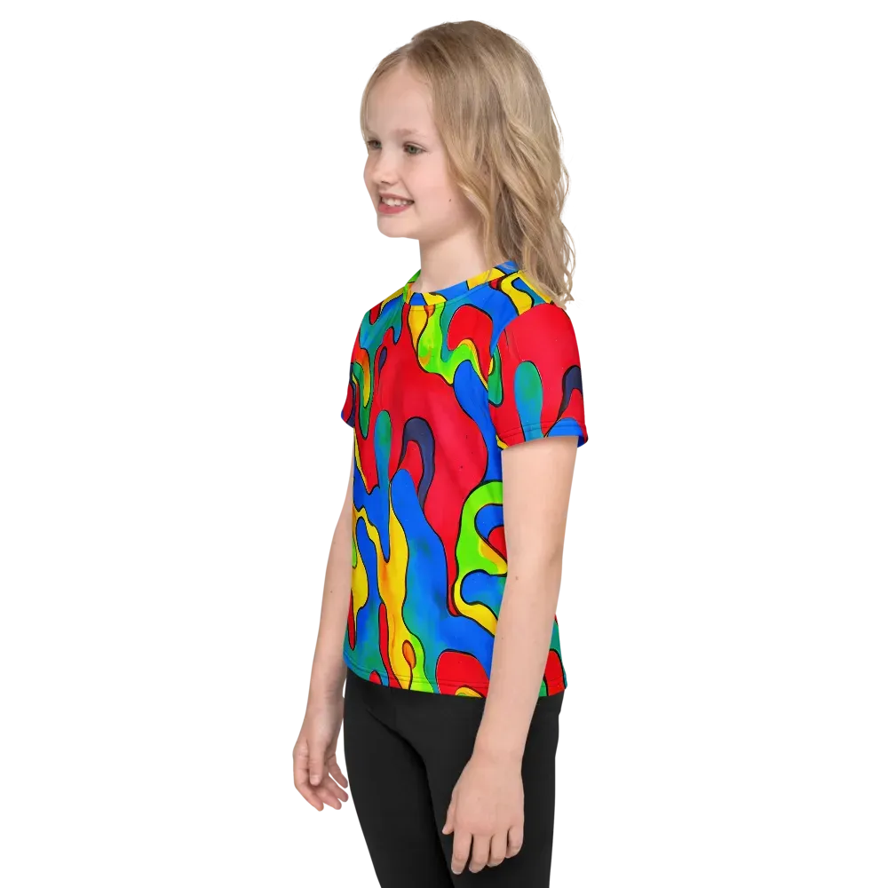 Splash of Joy on Kids Crew Neck T-Shirt — Left