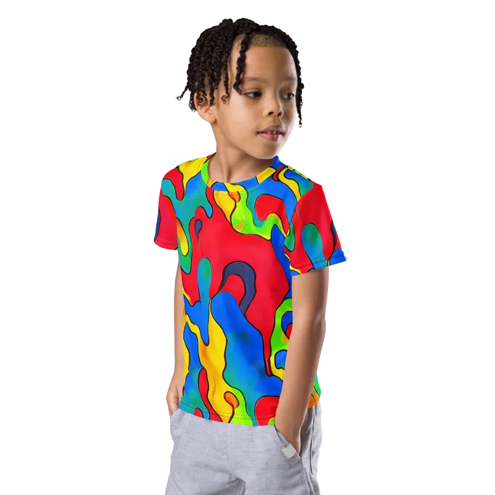 Splash of Joy on Kids Crew Neck T-Shirt — Left Front