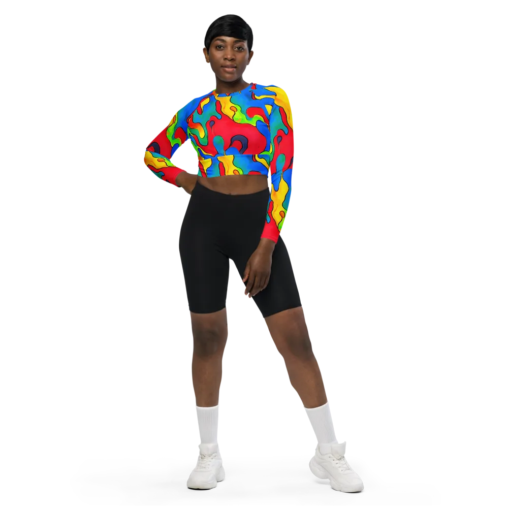 Splash of Joy on Long Sleeve Crop Top — Front