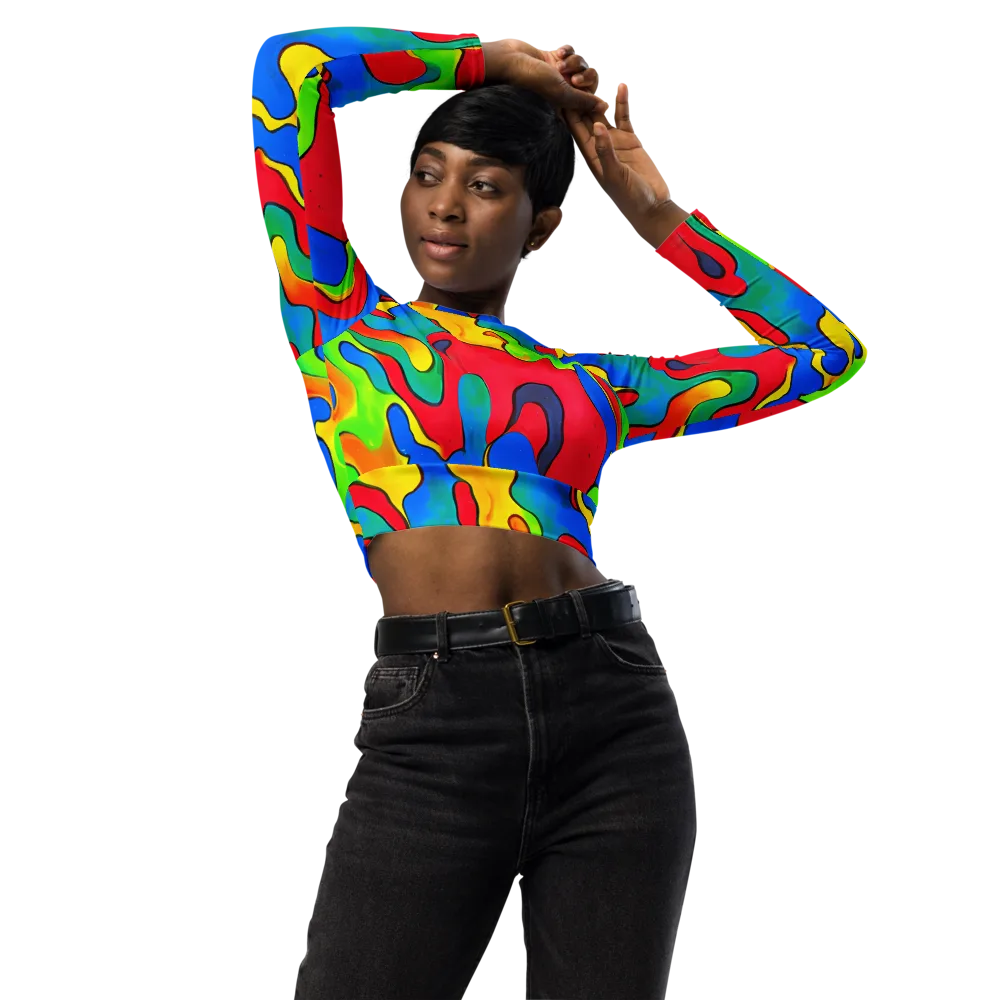 Splash of Joy on Long Sleeve Crop Top — Front