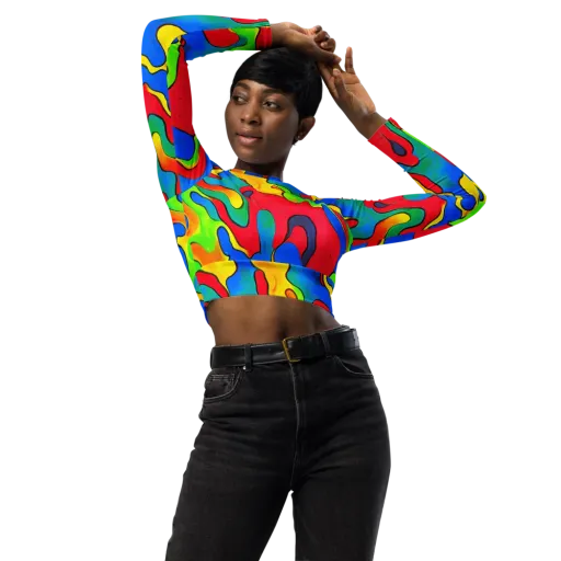 Splash of Joy on a Long Sleeve Crop Top