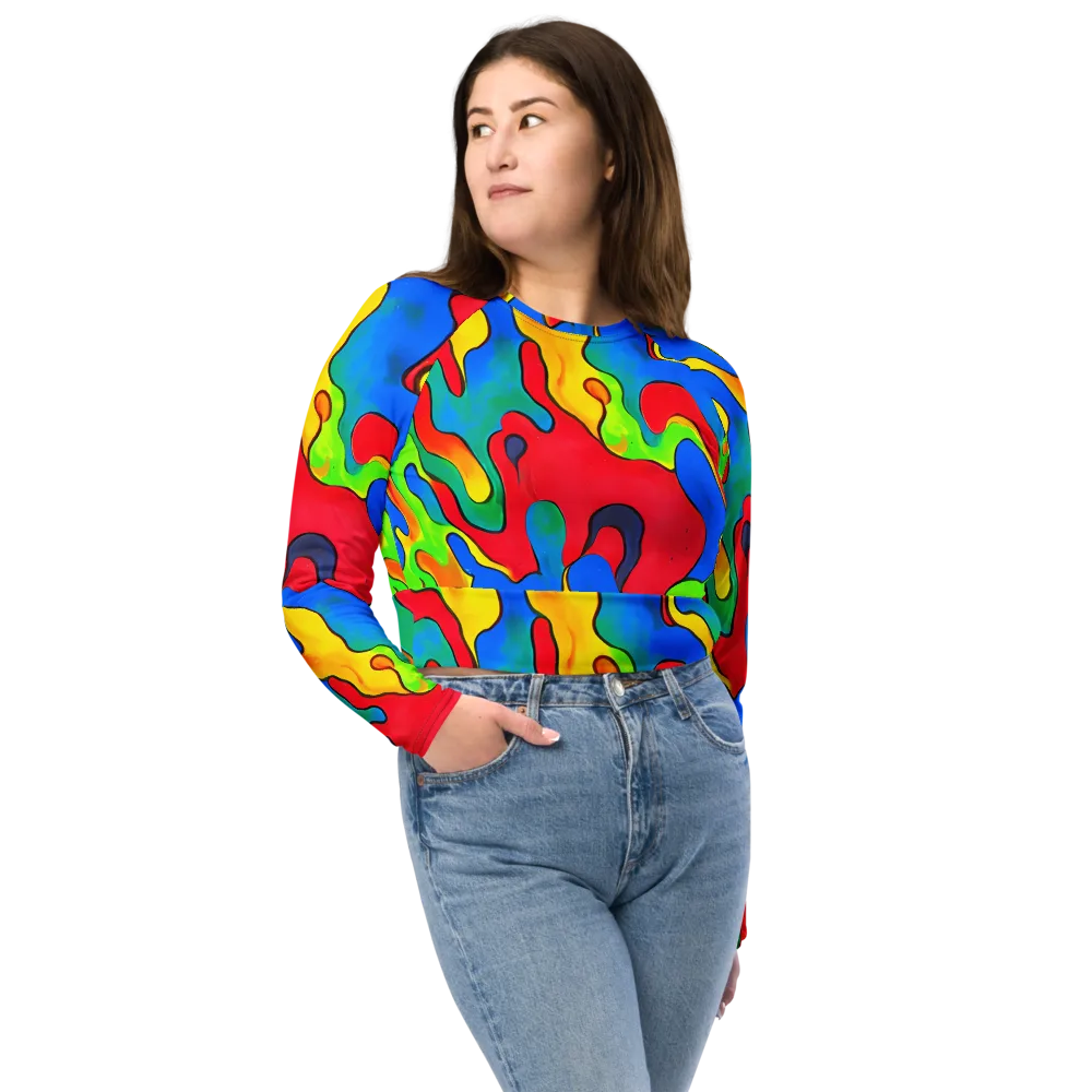 Splash of Joy on Long Sleeve Crop Top — Front