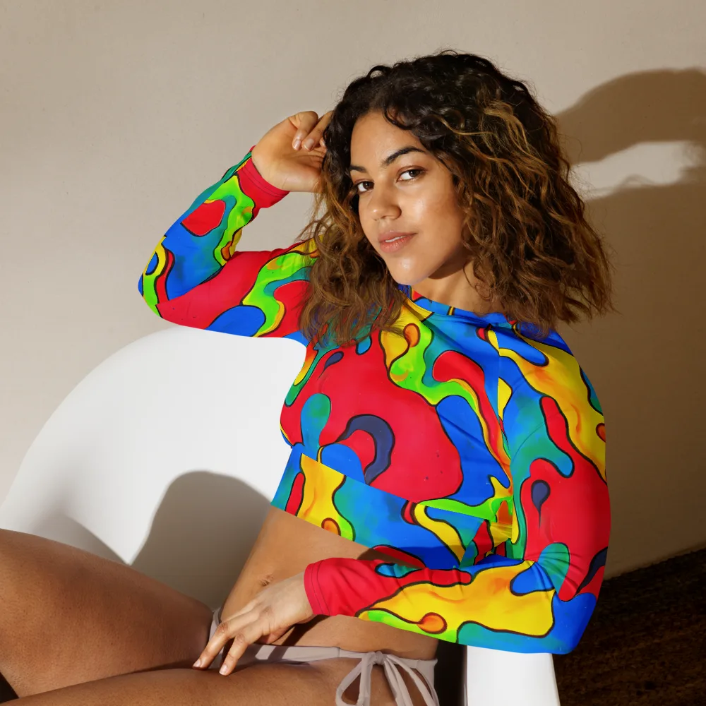Splash of Joy on Long Sleeve Crop Top — Left Front