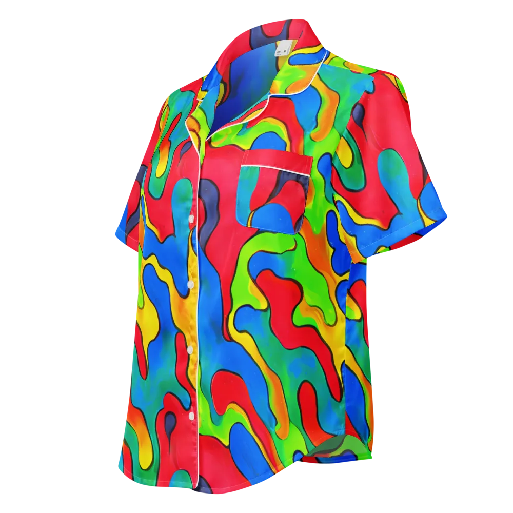 Splash of Joy on Women's Short Sleeve Pajama Top — Left Front