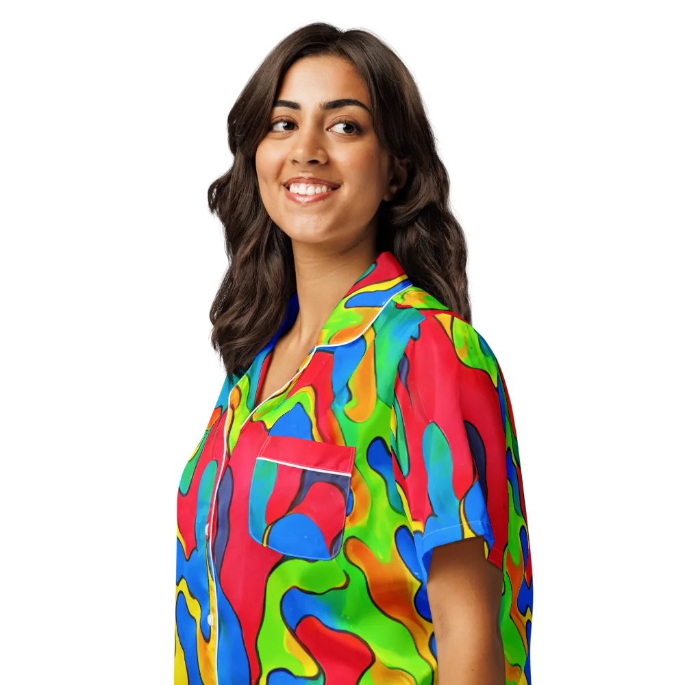 Splash of Joy on Women's Short Sleeve Pajama Top — Left Front