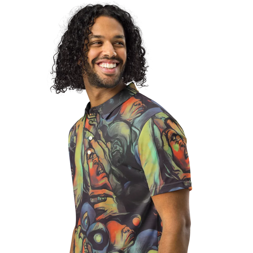 Cosmic Scream on Men's Slim Fit Polo Shirt — Left Front