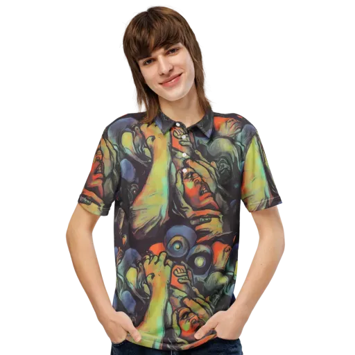Cosmic Scream on a Men's Slim Fit Polo Shirt