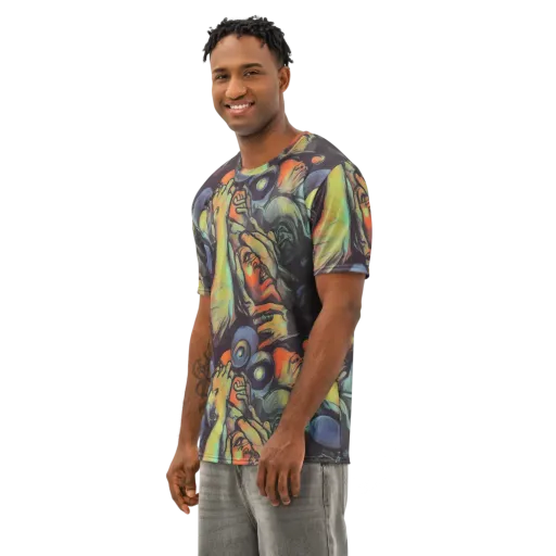 Cosmic Scream on a Men's Cotton Crew Neck T-Shirt