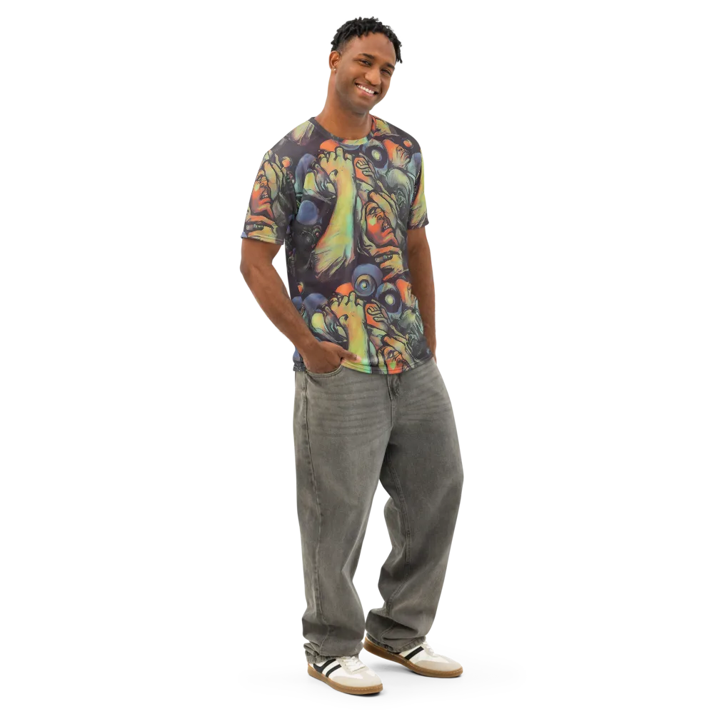 Cosmic Scream on Men's Cotton Crew Neck T-Shirt — Right Front