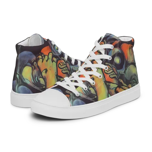 Cosmic Scream on a Men's High Top Canvas Shoes