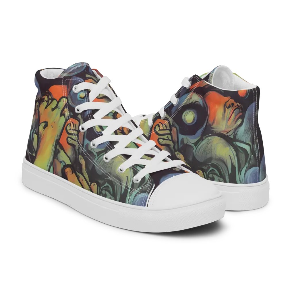 Cosmic Scream on Men's High Top Canvas Shoes — Right