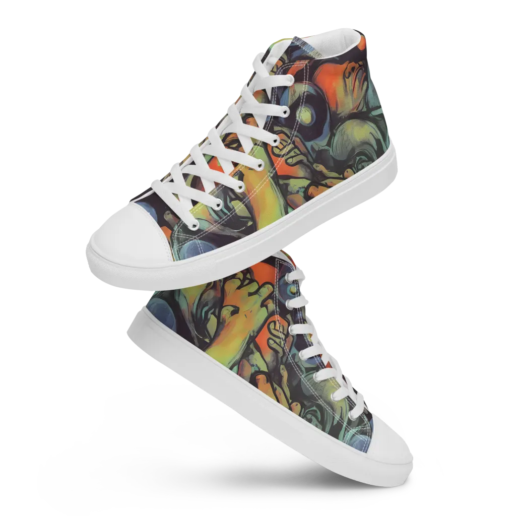 Cosmic Scream on Men's High Top Canvas Shoes — Front