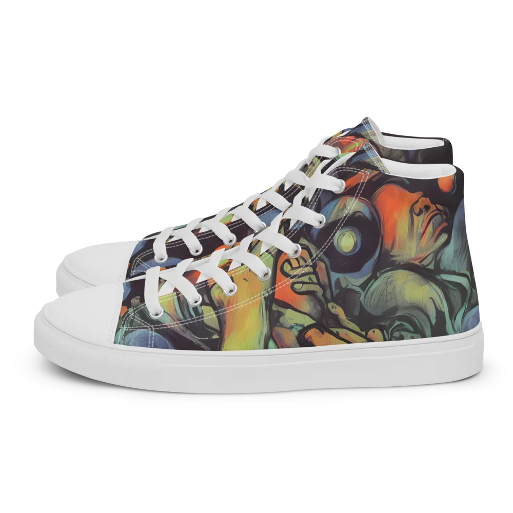 Cosmic Scream on Women's High Top Canvas Shoes — Left