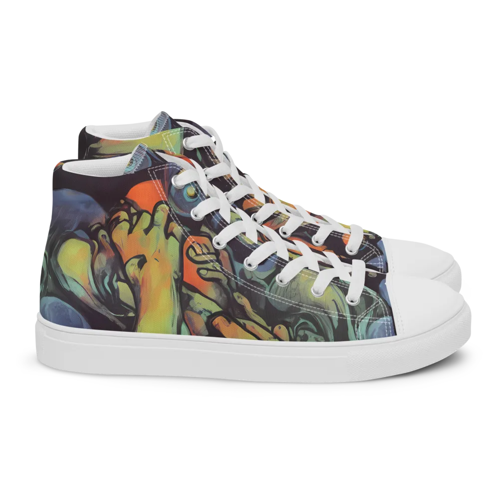 Cosmic Scream on Women's High Top Canvas Shoes — Right