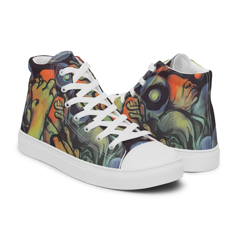 Cosmic Scream on Women's High Top Canvas Shoes — Right