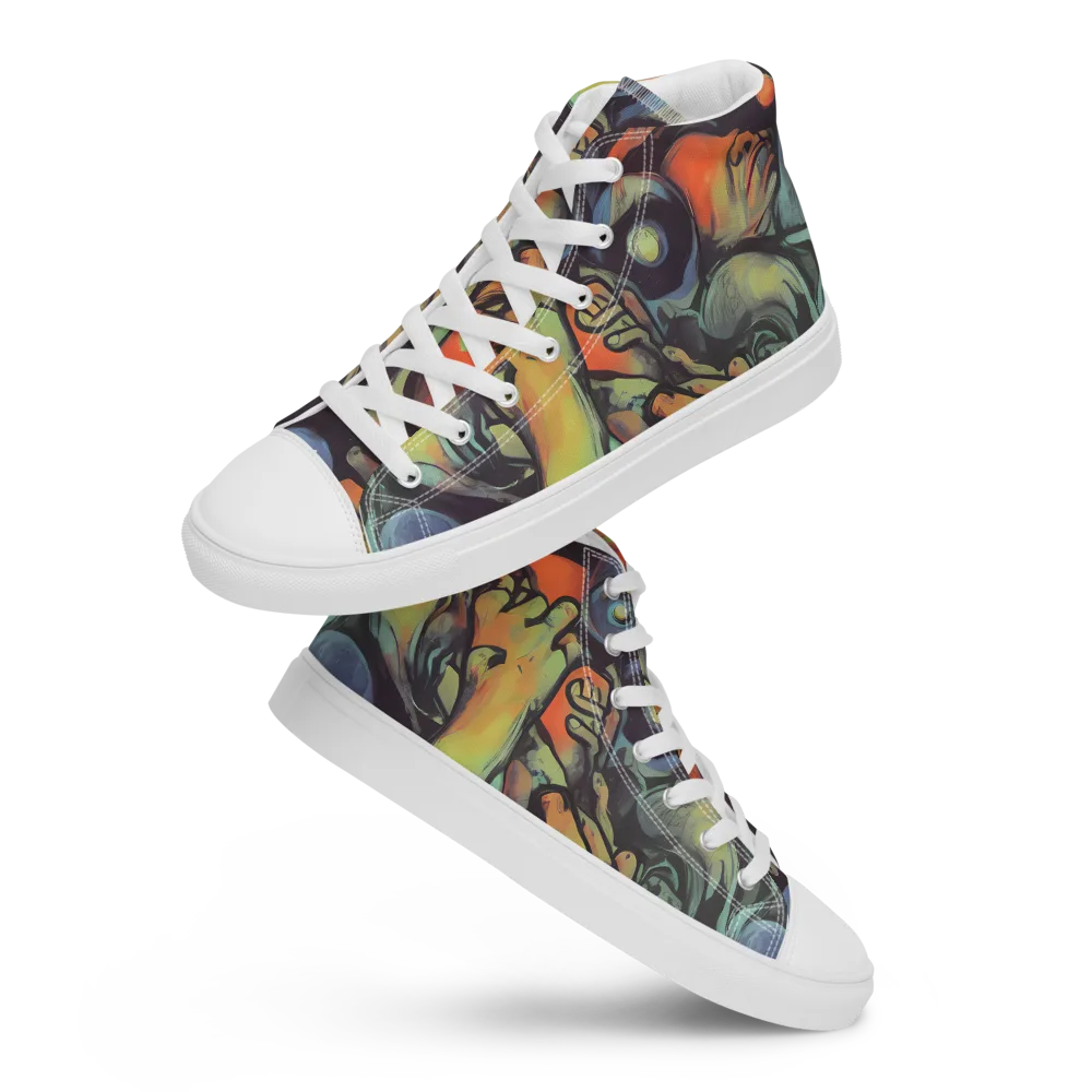 Cosmic Scream on Women's High Top Canvas Shoes — Front
