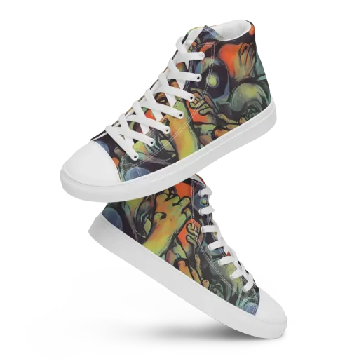 Cosmic Scream on a Women's High Top Canvas Shoes
