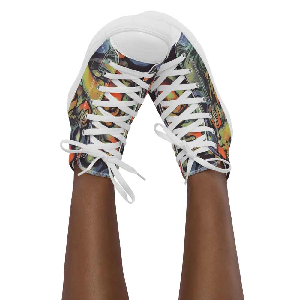 Cosmic Scream on Women's High Top Canvas Shoes — Front