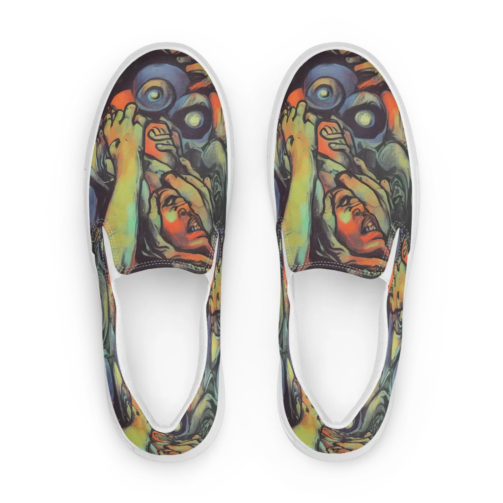 Cosmic Scream on Men's Slip-On Canvas Shoes — Front