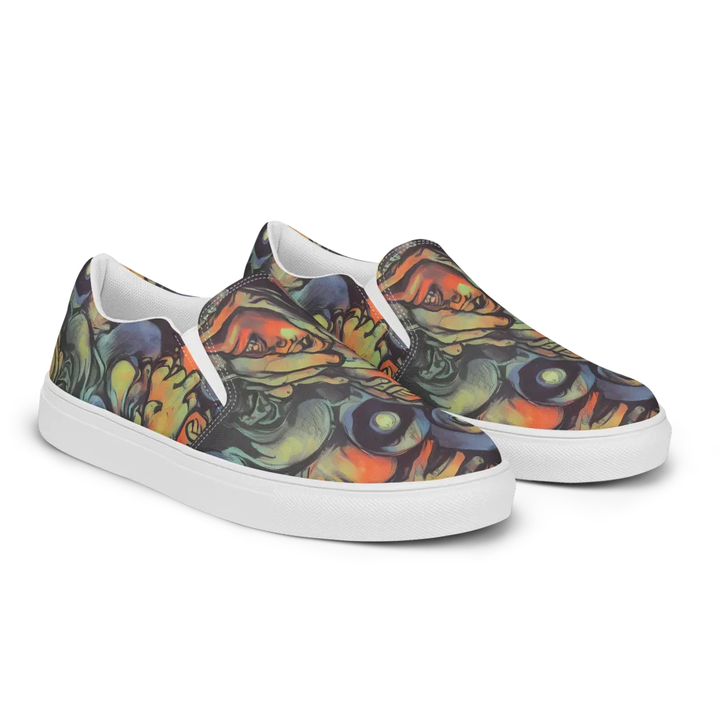 Cosmic Scream on Men's Slip-On Canvas Shoes — Right Front