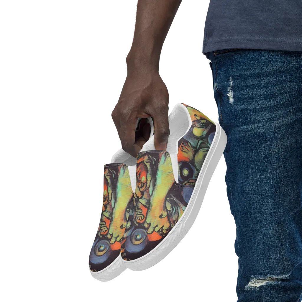 Cosmic Scream on Men's Slip-On Canvas Shoes — Left Front