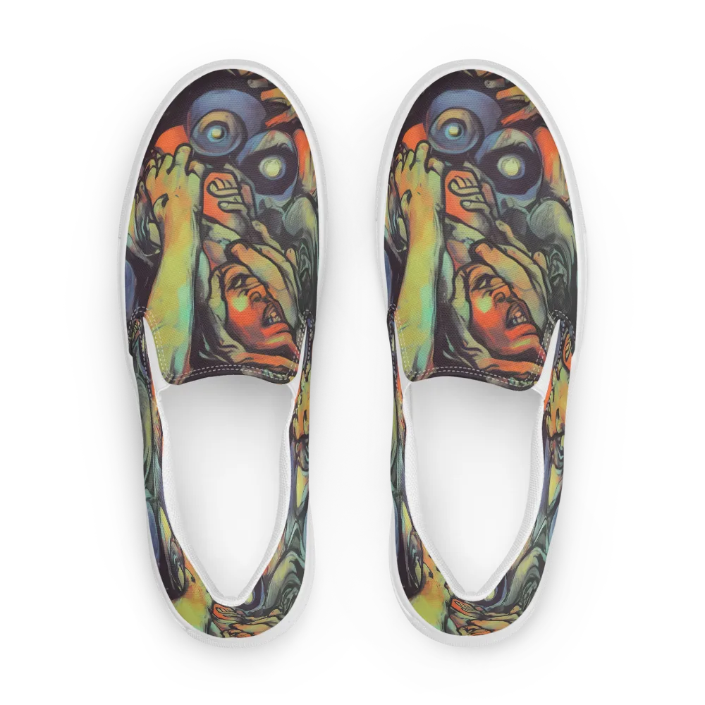 Cosmic Scream on Women's Slip-On Canvas Shoes — Front